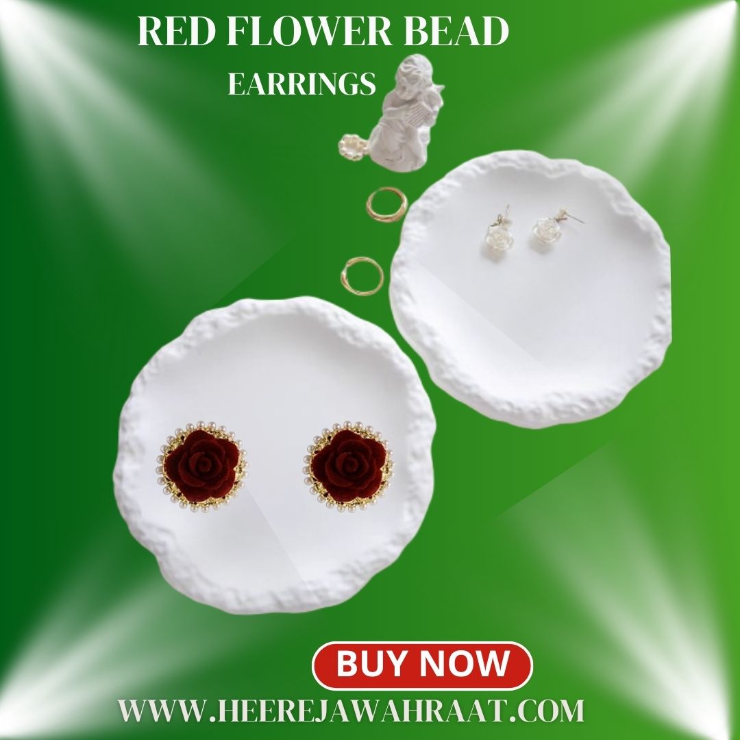 Red Flower Bead Earrings