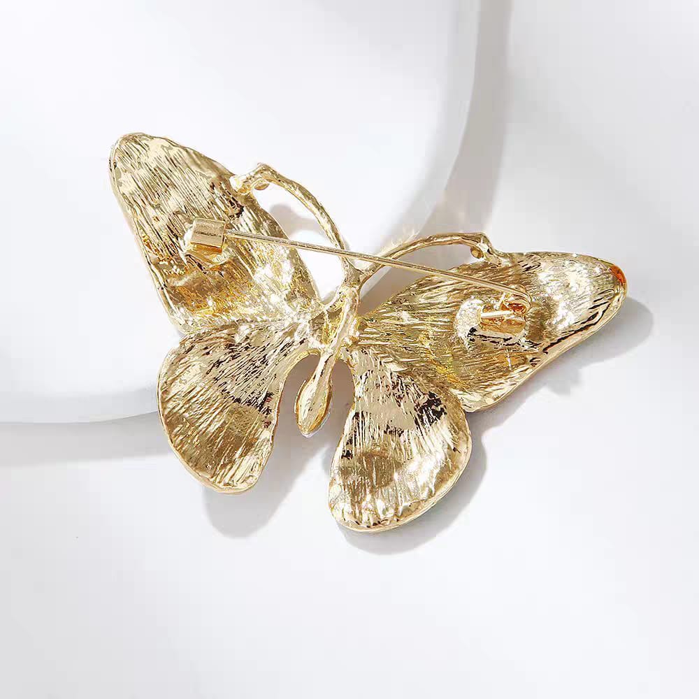 MALTI Colorful Crystal Butterfly Silver Brooch