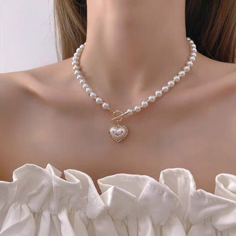 Korean Pearl Love Necklace